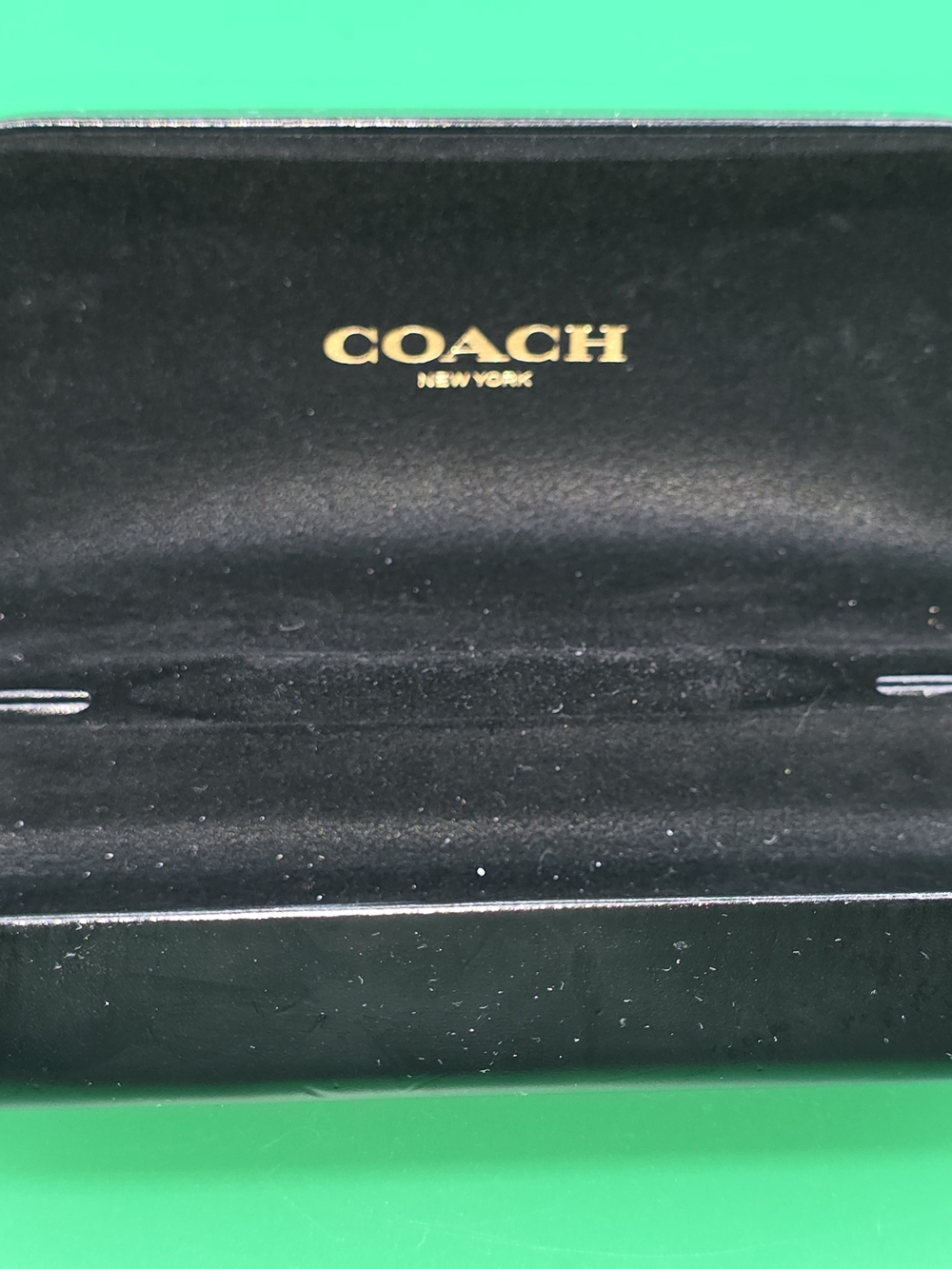 COACH Black Leather Sunglasses Case with Gold Logo